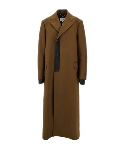 Mm6 Maison Margiela Long-sleeved Coat In Olive