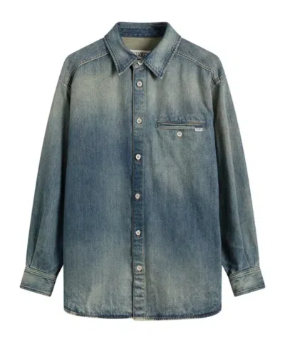 Mm6 Maison Margiela Long-sleeved Denim Shirt In Blue