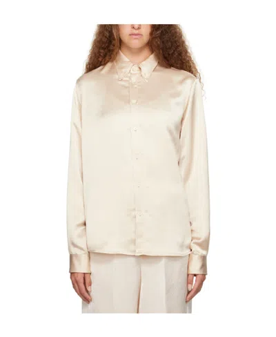 Mm6 Maison Margiela Long-sleeved Lapel Shirt In White