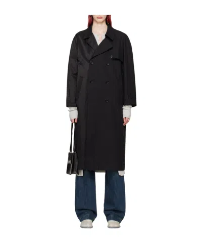 Mm6 Maison Margiela Long-sleeved Lapel Windbreaker In Black