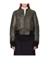 Mm6 Maison Margiela Brown Faded Leather Jacket In Black