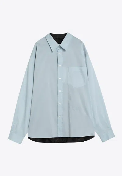 Mm6 Maison Margiela Long-sleeved Paneled Shirt In Blue