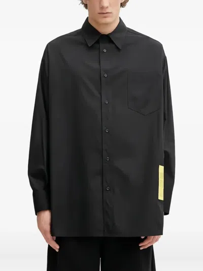 Mm6 Maison Margiela Long-sleeved Pocket Shirt In Black