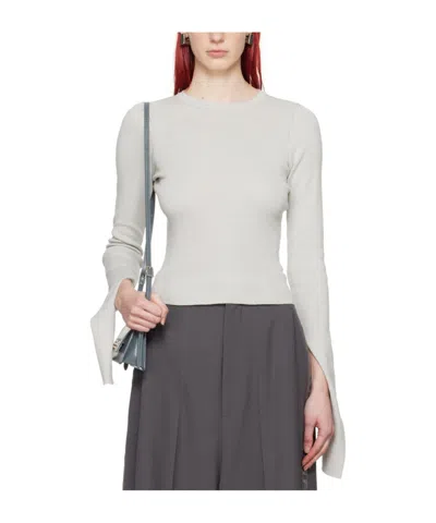 Mm6 Maison Margiela Long-sleeved Round-neck Sweater In White