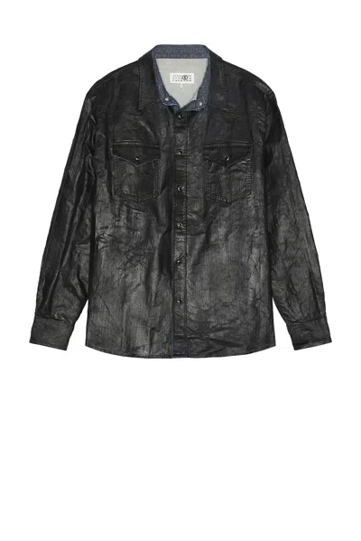 Mm6 Maison Margiela Long Sleeve Shirt Button-down Collar In Black
