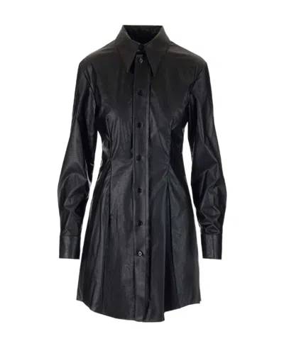 Mm6 Maison Margiela Long Sleeved Shirt Dress In Black