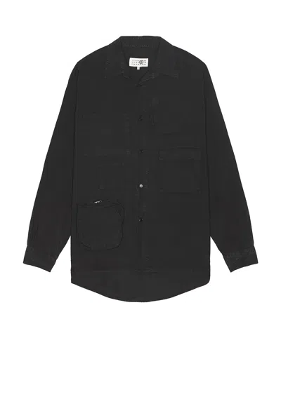 Mm6 Maison Margiela Long Sleeved Shirt In Washed Black