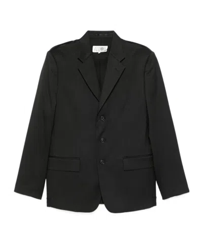 Mm6 Maison Margiela Long-sleeved Suit Coat In Black