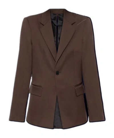Mm6 Maison Margiela Long-sleeved Suit Coat In Brown