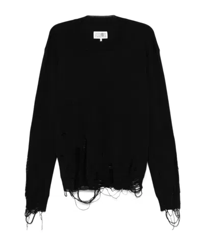 Mm6 Maison Margiela Long-sleeved Sweater In Black
