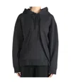 Mm6 Maison Margiela Felpa Con Cappuccio In Jersey Di Cotone Pieghettato In Black