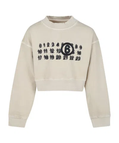 Mm6 Maison Margiela Long-sleeved Sweater In Nude