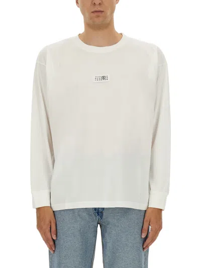 Mm6 Maison Margiela Mm6 By Maison Margiela Relaxed Fit Long-sleeved T-shirt With Minimalist Design In White