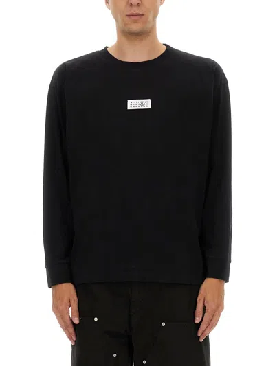 Mm6 Maison Margiela Long-sleeved T-shirt In Black