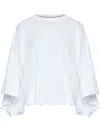Mm6 Maison Margiela Draped Sleeve Flowy Round Neck Top In Black