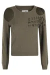 Mm6 Maison Margiela Crewneck Knitwear With Cut-outs And Ribbed Trims In S Olive