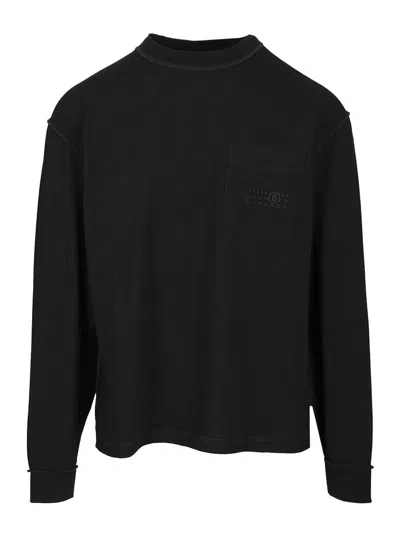 Mm6 Maison Margiela Long-sleeved Top Sweatshirts Black