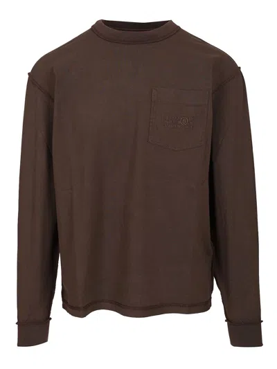 Mm6 Maison Margiela Long-sleeved Top Sweatshirts Brown