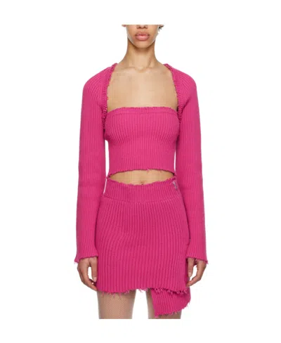 Mm6 Maison Margiela Pink Raw Edge Cardigan In 251 Pink