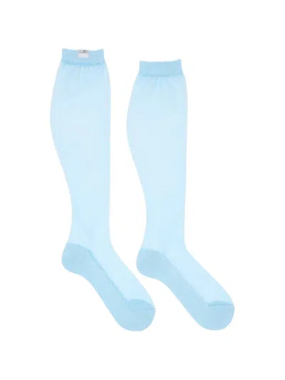Mm6 Maison Margiela Knee High Socks Ribbed Cuff Detail In Blue