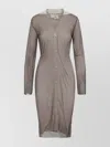 Mm6 Maison Margiela Knee-length Asymmetric Hem Cardigan With Ribbed Texture In Brown