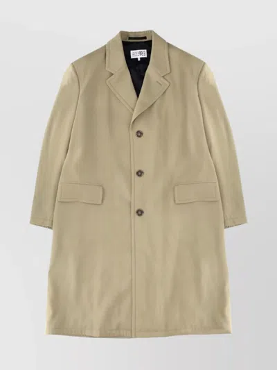 Mm6 Maison Margiela Longline Coat With Flap Pockets And Back Vent In Neutral