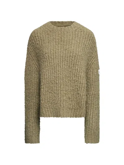 Mm6 Maison Margiela Soft Round-neck Long-sleeve Sweater With Elongated Neckline In Green