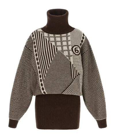 Mm6 Maison Margiela Numeric Signature Reversible Knit Dress In Multi