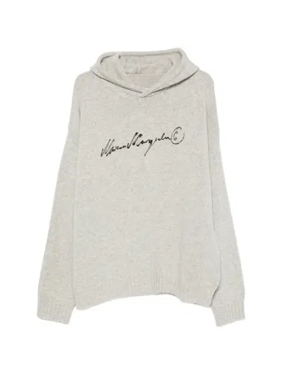Mm6 Maison Margiela Long-sleeve Knitted Hoodie In Gray