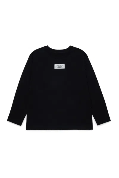 Mm6 Maison Margiela Kids Numeric Logo Long-sleeve T-shirt In Black
