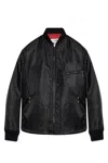 Mm6 Maison Margiela Polyamide Jacket With Design And Functional Zip Pockets In Black