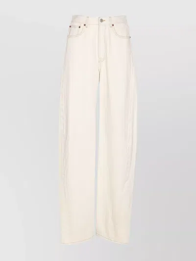 Mm6 Maison Margiela Loose Fit Denim Jeans With Cut Out In White Cream