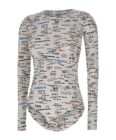 Mm6 Maison Margiela Low-cut Round Neck Bodysuit In Multi