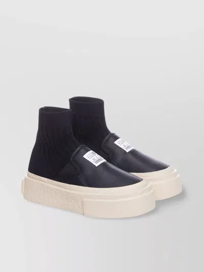 Mm6 Maison Margiela Low Top Leather High-top Sneakers In Black