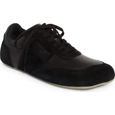 Mm6 Maison Margiela Black Leather And Suede Anatomic Sneakers
