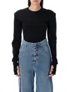 Mm6 Maison Margiela Mm6 By Maison Margiela Reversed Denim Band Jeans In Blue