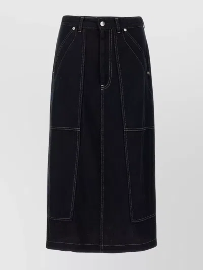 MM6 MAISON MARGIELA LUREX STITCHING MIDI DENIM SKIRT