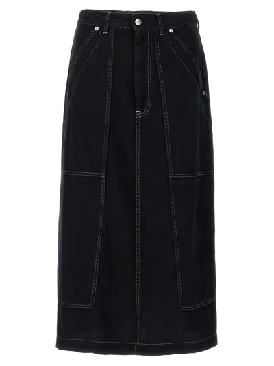 MM6 MAISON MARGIELA MM6 MAISON MARGIELA LUREX STITCHING MIDI DENIM SKIRT