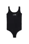 Mm6 Maison Margiela Costume Intero In Lycra Con Numeric Logo In Black