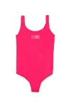 Mm6 Maison Margiela Costume Intero In Lycra Con Numeric Logo In Pink