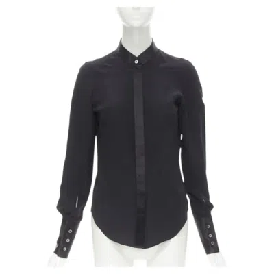 Pre-owned Mm6 Maison Margiela Maison Margiela Black Cotton Silk Trim Reversed Button Cuff Shirt It38 Xs