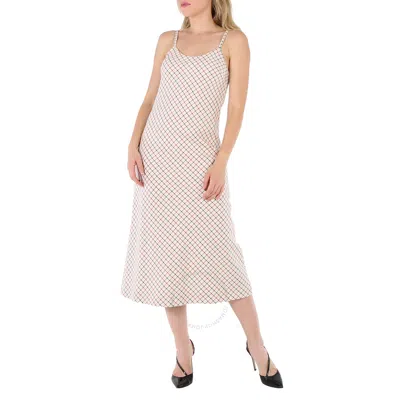 Mm6 Maison Margiela Maison Margiela Ladies Check Wool Long Dress In Pink