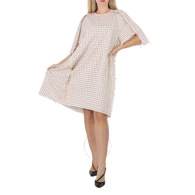 Mm6 Maison Margiela Maison Margiela Ladies Ecru All-over Checkered Shirt Dress In Neutral