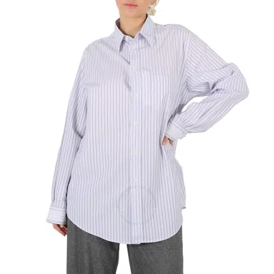 Mm6 Maison Margiela Maison Margiela Ladies Stripe-print Tailored Shirt In Blue