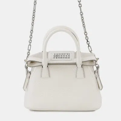 Pre-owned Mm6 Maison Margiela Maison Margiela Maison Margiela 5ac Shoulder Bag White Calf Leather Size Micro