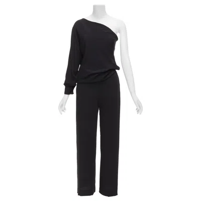 Pre-owned Mm6 Maison Margiela Maison Margiela Mm6 Black One Shoulder Drape Cut Cropped Jumpsuit Fr36 S