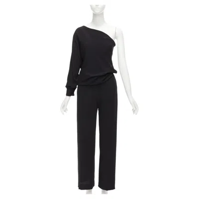 Pre-owned Mm6 Maison Margiela Maison Margiela Mm6 Black One Shoulder Drape Cut Cropped Jumpsuit Fr36 S