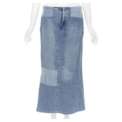 Pre-owned Mm6 Maison Margiela Maison Martin Margiela 1999 Vintage Deconstructed Patchwork Low Denim Skirt M In Gray