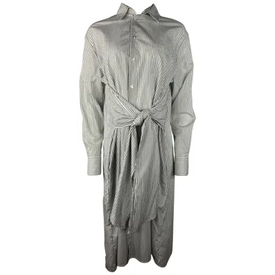 Pre-owned Mm6 Maison Margiela Maison Martin Margiela Mm6 White And Green Button Down Shirt Dress, Size 42
