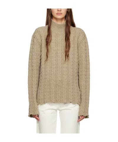 Mm6 Maison Margiela Make An Old High-necked Sweater In Nude